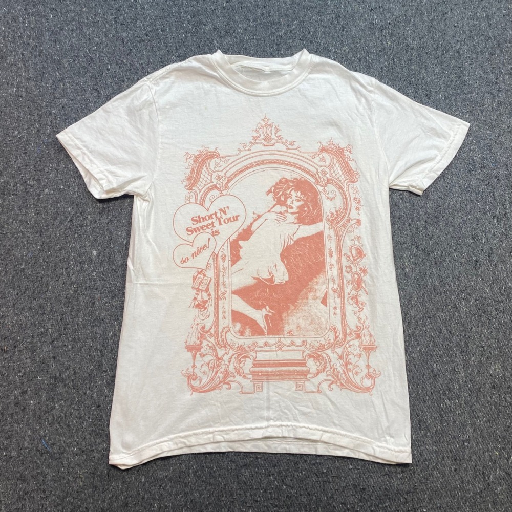 Sabrina Carpenter Short N Sweet Tour 2024 TShirt Sz S Womens White Concert Merch